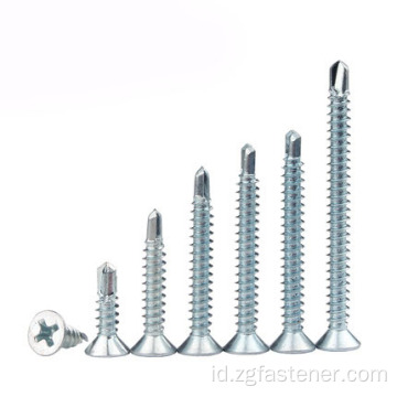 Blue White Zinc Cross Counterk Drill Nail Screw